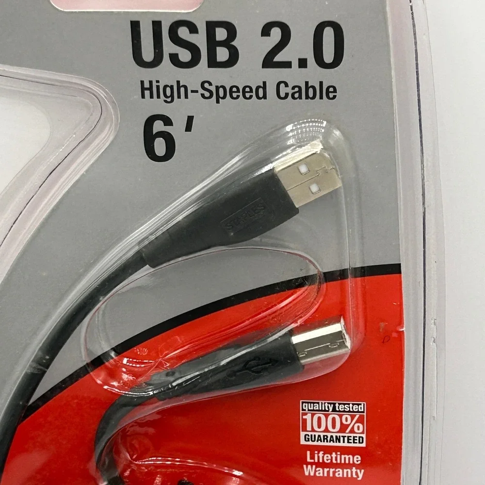 Staples USB 2.0 High-Speed Cable 6ft Windows Macintosh Compatibility 577153 NEW